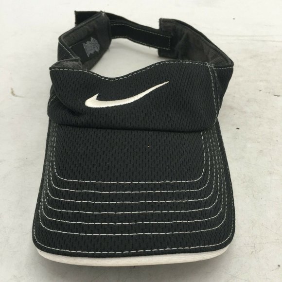 Nike Visor Cap Hat Black White Mens One Size Adjustable Curved Bill Casual/Golf - Picture 2 of 10